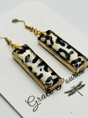 #4 Leopard Rectangle Gold Earrings