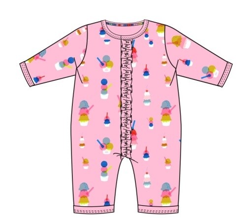 PINK SUNDAE FUNDAY COVERALL WITH RUFFLES