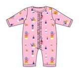 PINK SUNDAE FUNDAY COVERALL WITH RUFFLES, Color: PSUND, Size: 0-3M