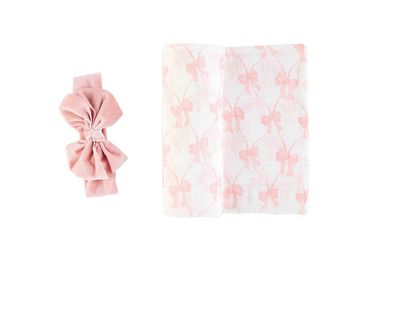 BOW SWADDLE &amp; HEADBAND SET