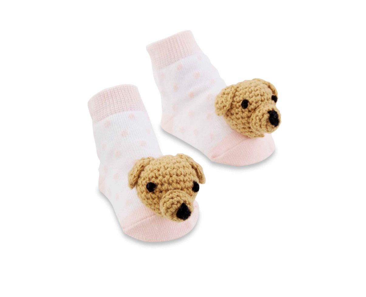 PINK DOG RATTLE TOE SOCKS