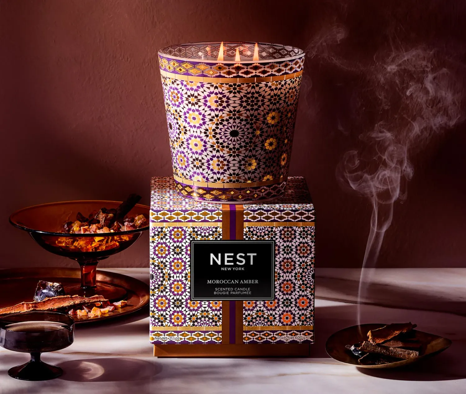 Moroccan Amber Decorative 3-Wick Candle