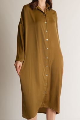 Satin Oversized Shirt Dress