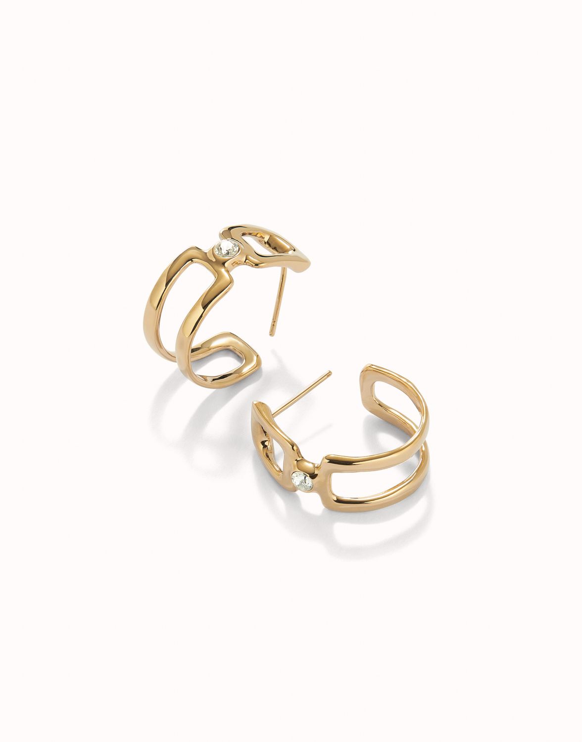 Ser Indominable Double Hoops w/White Topaz-18K gold-plated