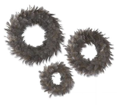 Black &amp; White Speckled Wispy Feather Wreaths