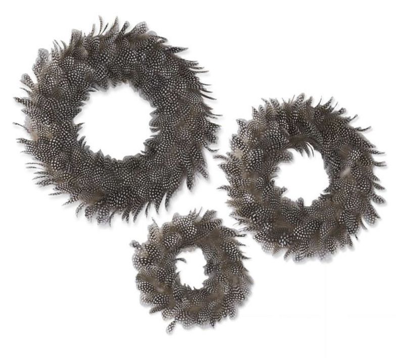 Black &amp; White Speckled Wispy Feather Wreaths