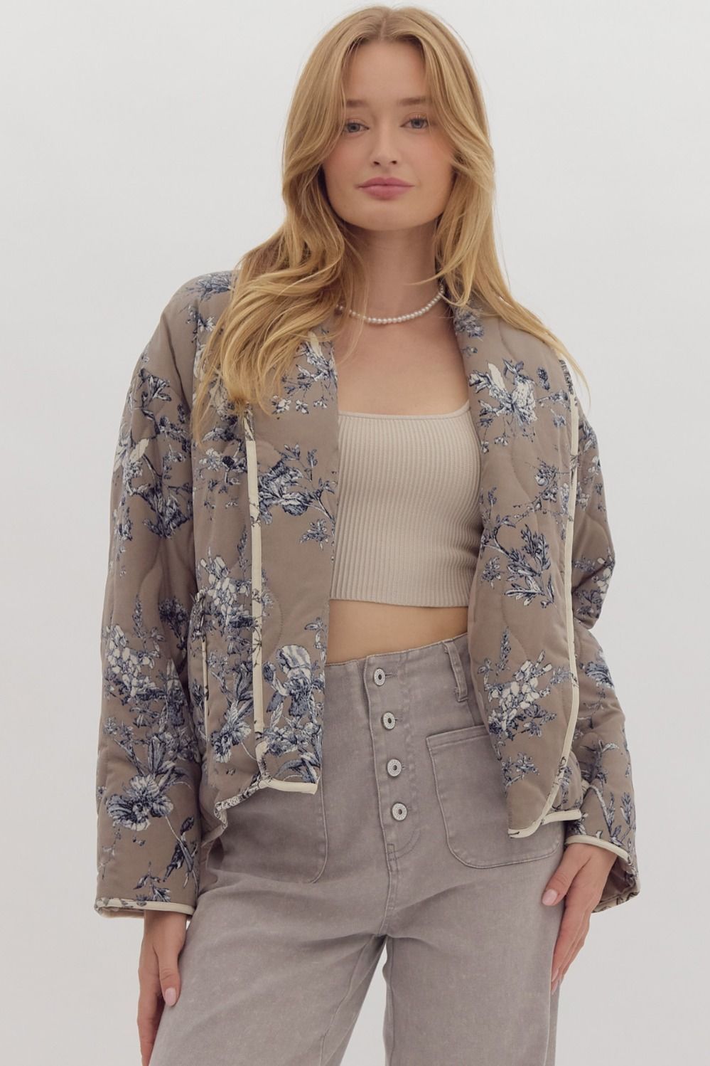Floral Open Front Jacket