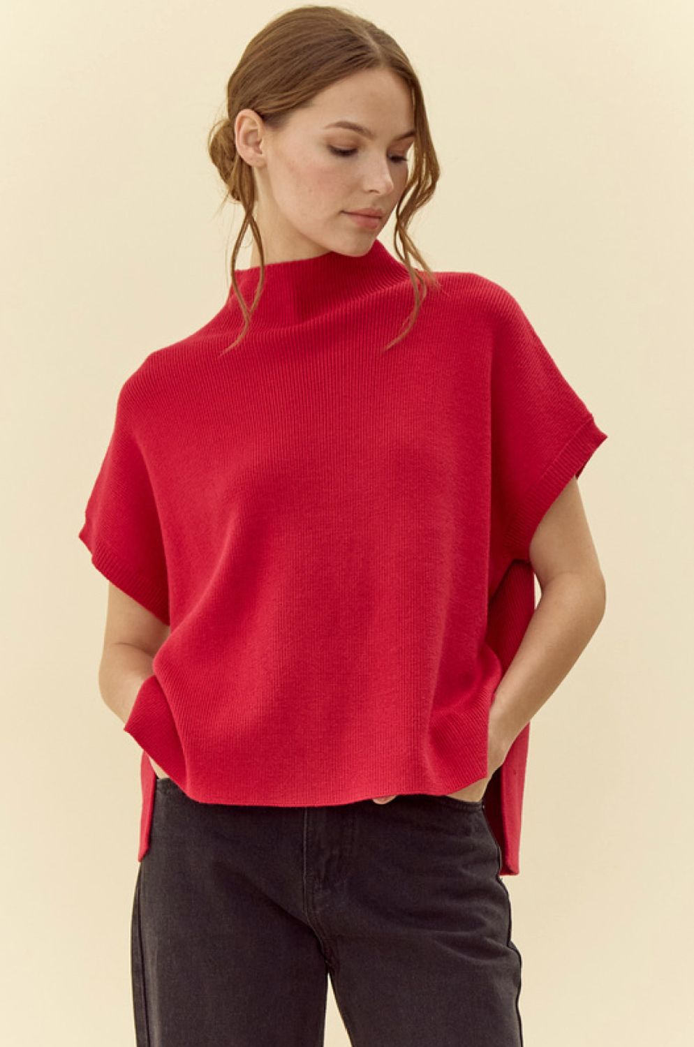 Ribbed Mock Neck Top