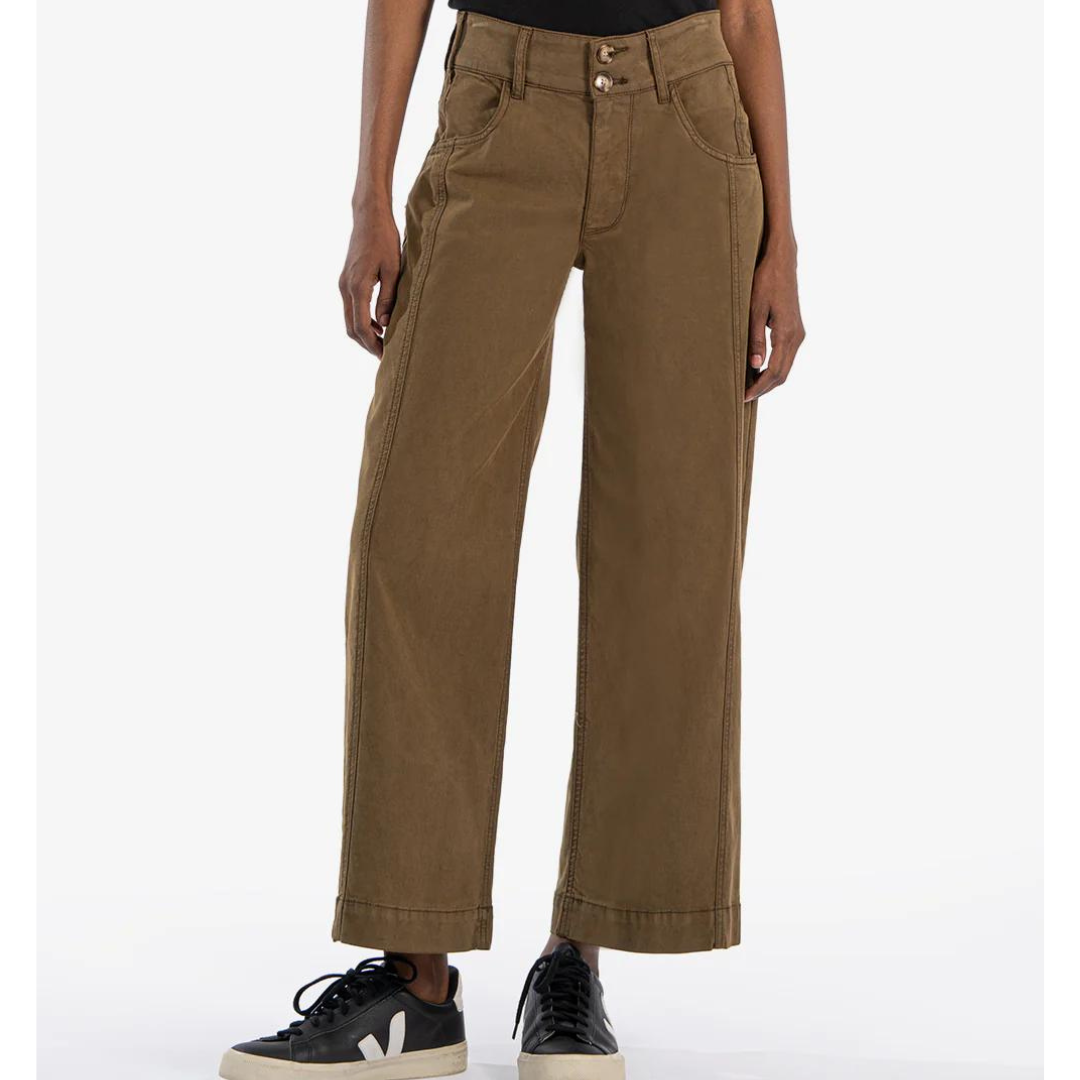 Charlotte High Rise Wide Leg Pants, Color: DARK OLIVE, Size: 2