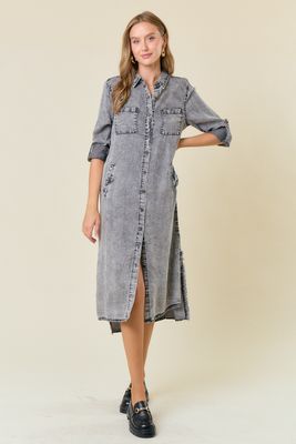 Denim Shirt Midi Dress