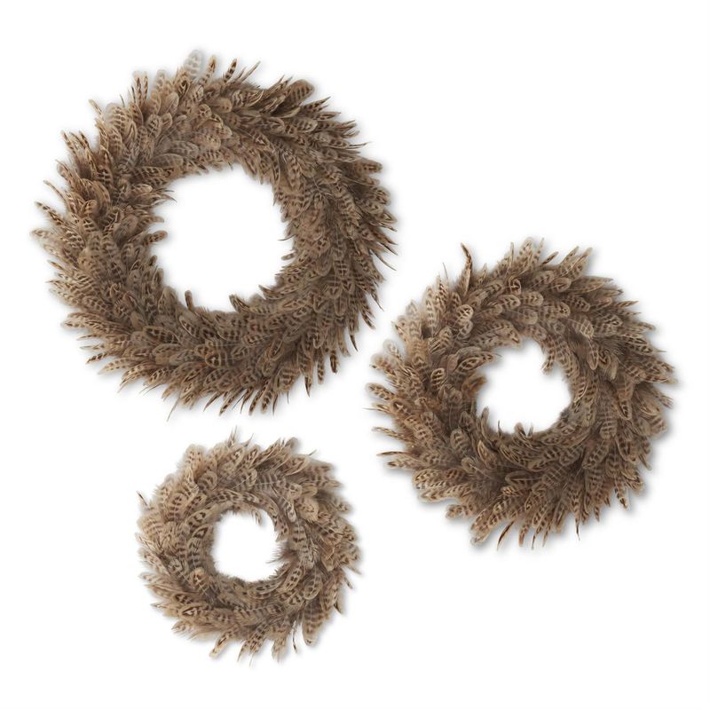 Tan w/Dark Brown Stripes Feather Wreaths