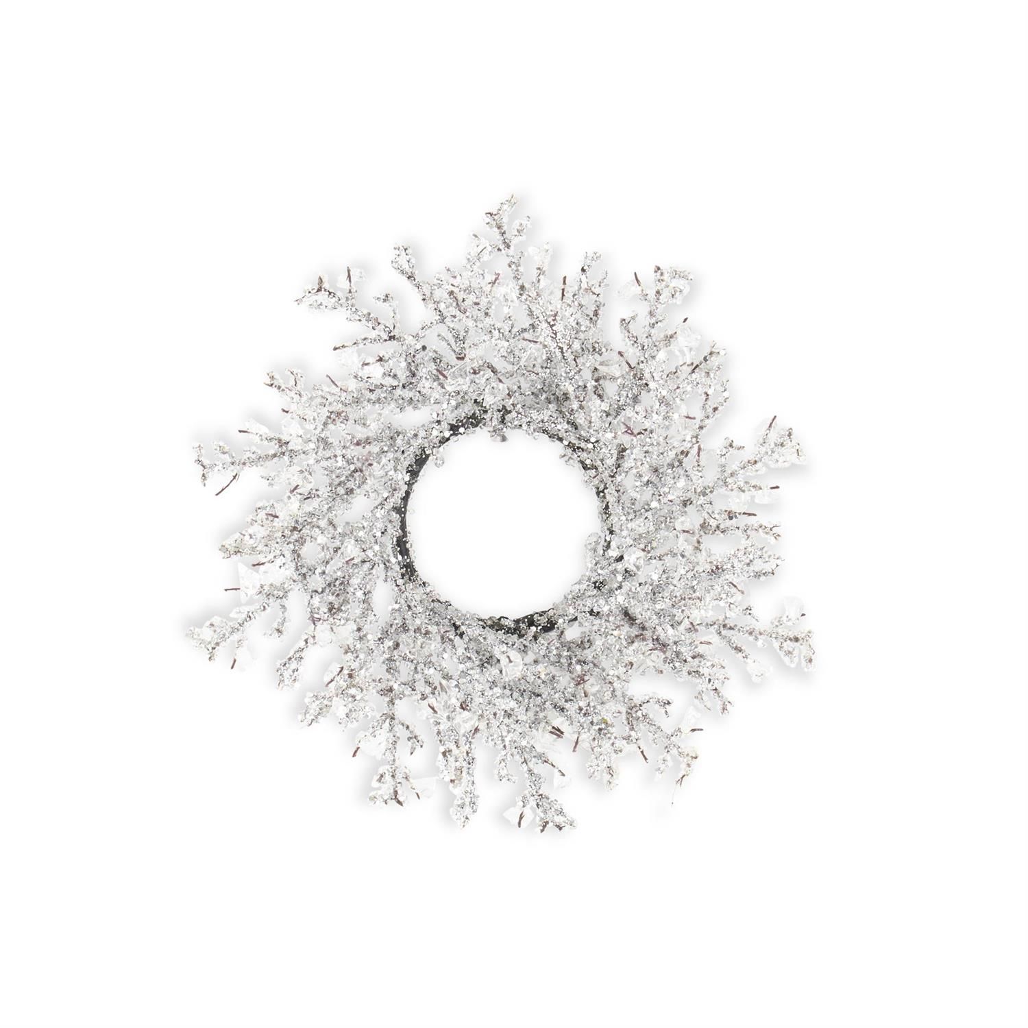 12.25&quot; Iced Crystal Candle Ring (4.5Dia.)