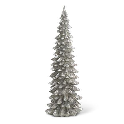 28&quot; Antiqued Silver Resin Pine Tree