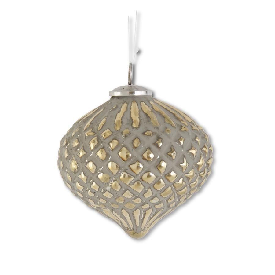 6&quot; Distressed Gold Glass Embossed Onion Ornament
