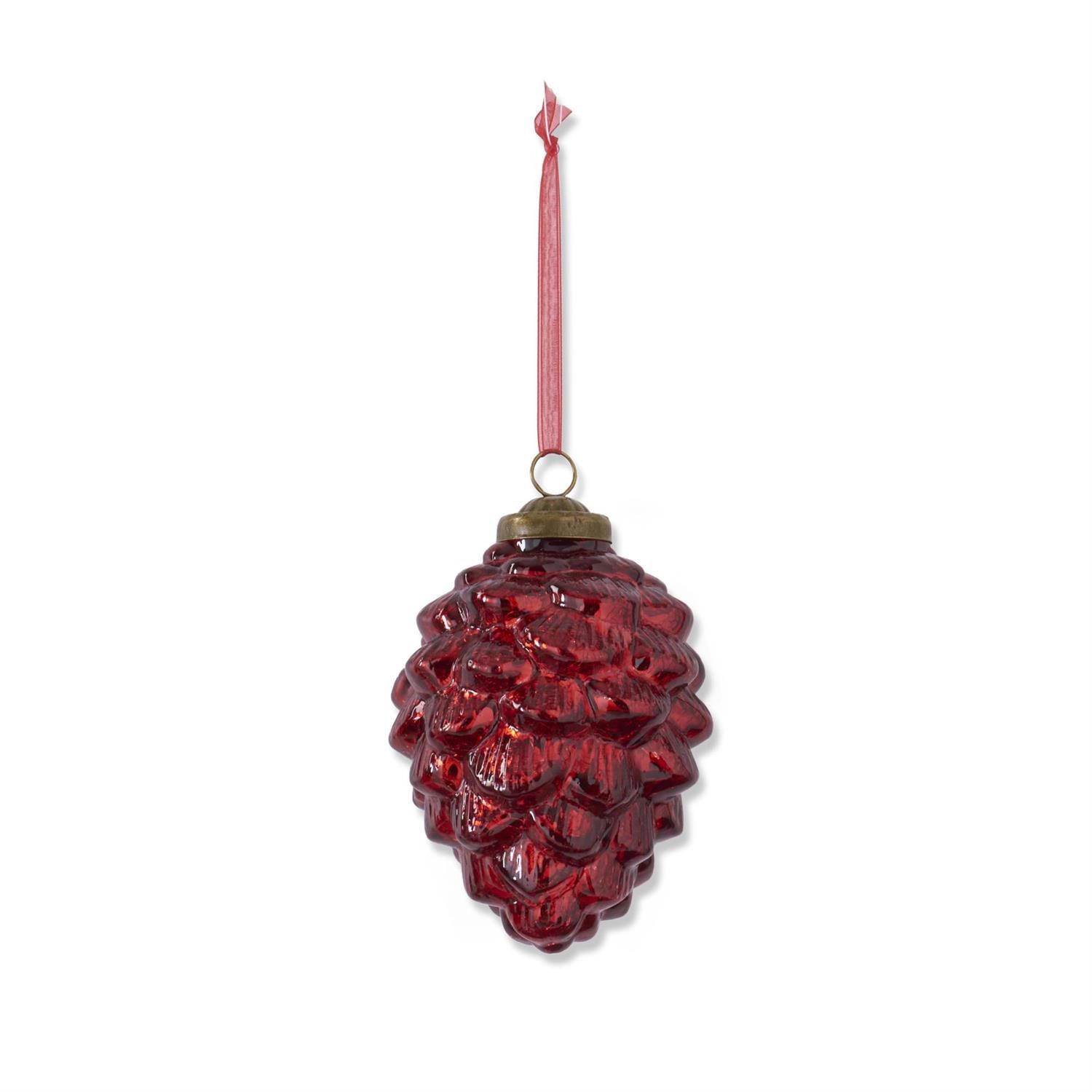 4.75&quot; Red Glass Pinecone Ornament