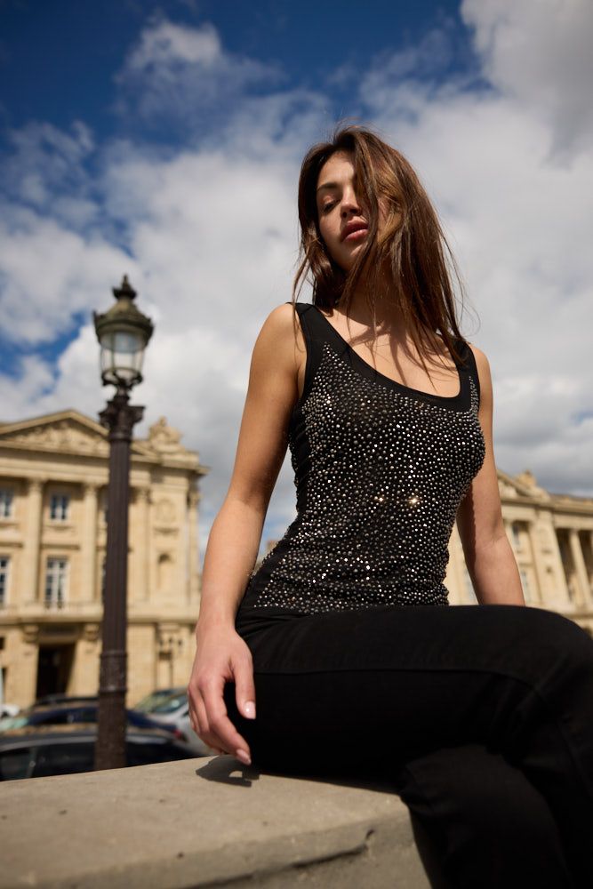 Rhinestone Mesh Tank Top