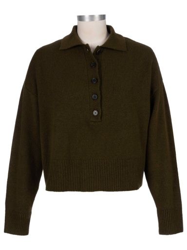 Lilia Button Front Sweater, Color: Olive, Size: Small