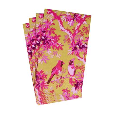 Scenic Songbirds Rose &amp; Gold Guest Towel Napkins