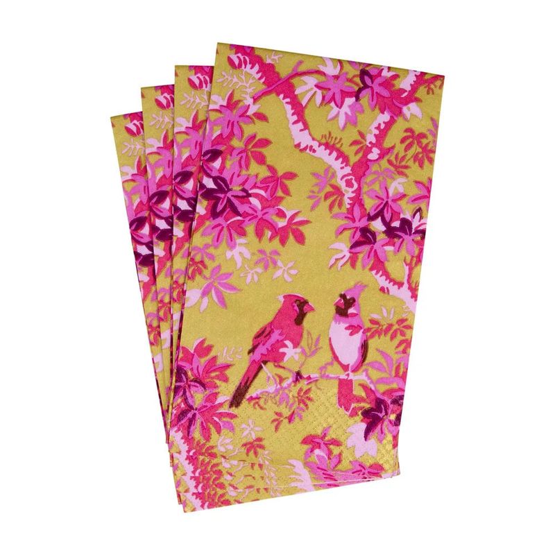 Scenic Songbirds Rose &amp; Gold Guest Towel Napkins