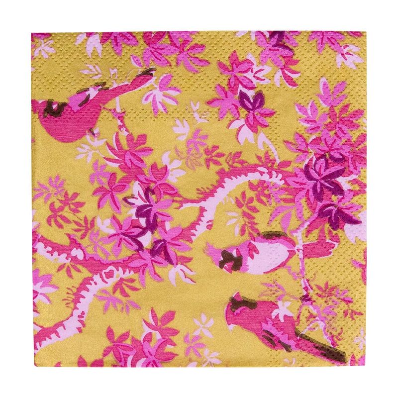Scenic Songbirds Rose &amp; Gold Cocktail Napkins