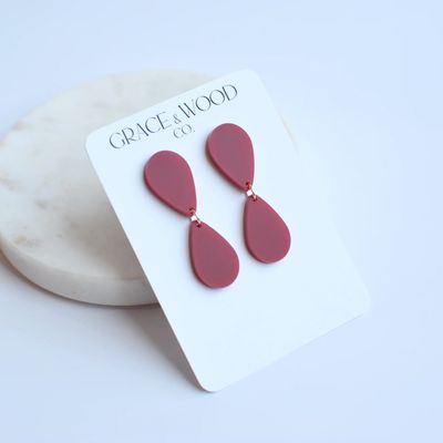 Cranberry Mirrored Teardrop DS