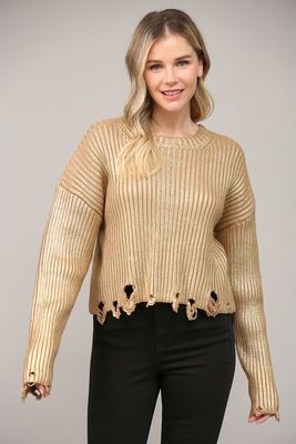 Foil Cropped Sweater