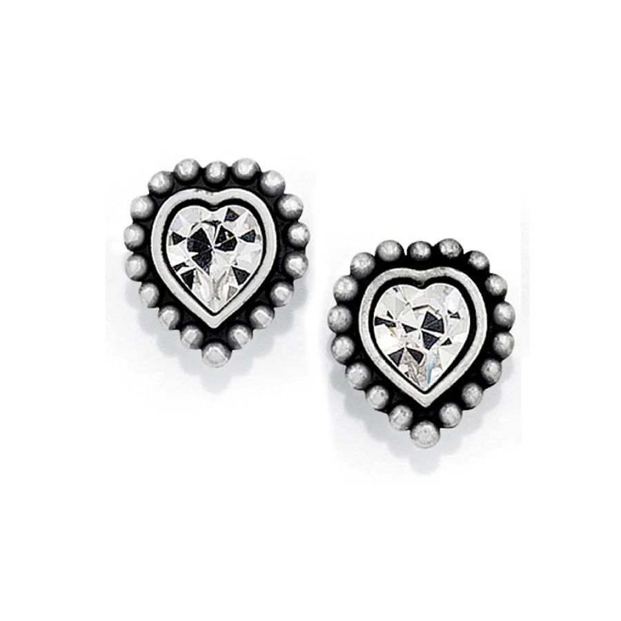 Shimmer Heart Mini Post Earrings Clear