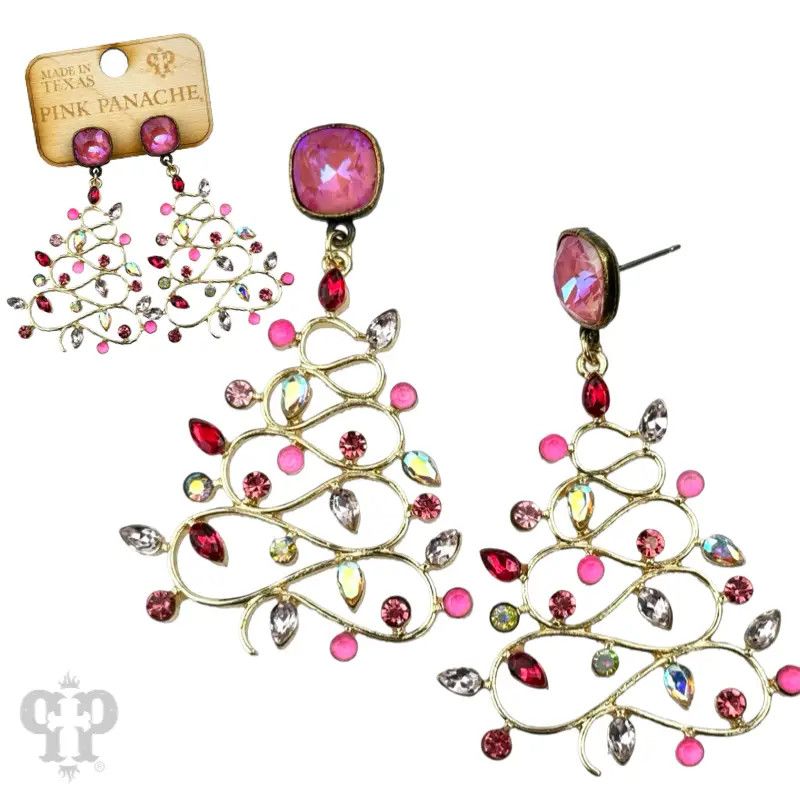 Rhinestone Whimsical Christmas Tree-Pink