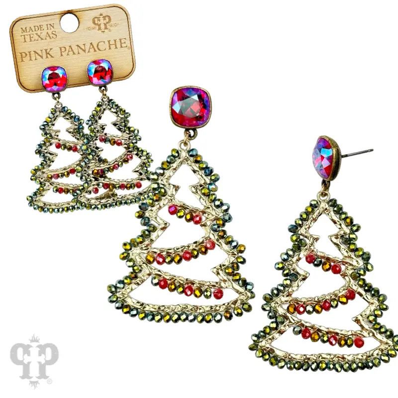 Faceted Bead Wrapped Christmas Tree-Green
