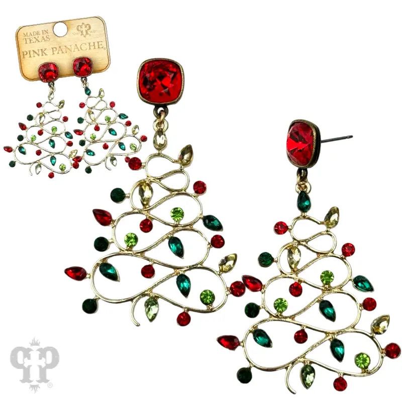 Rhinestone Whimsical Christmas Tree-Red