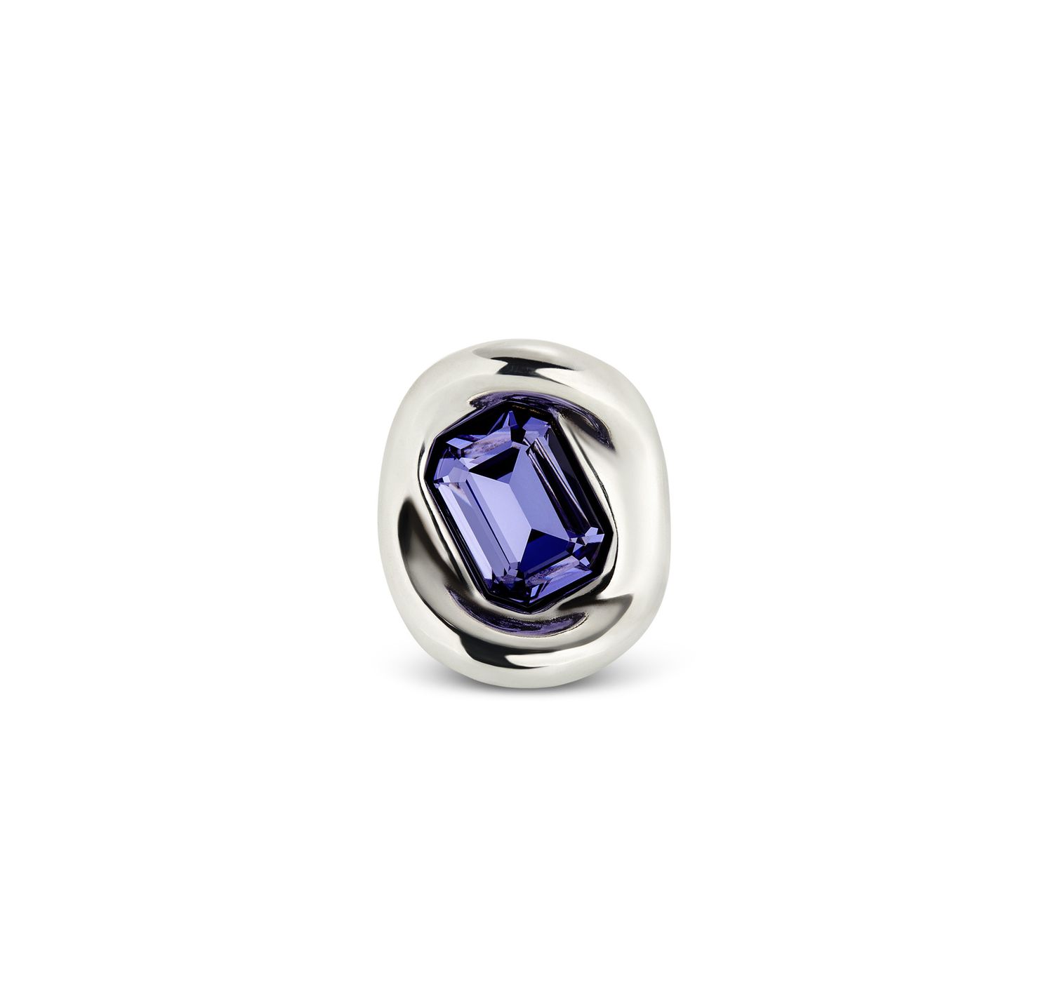 Ser Valiente Sterling Silver-Plated Ring w/Purple Crystal 18/8.5