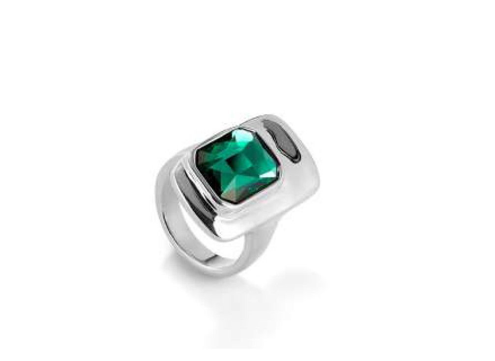 Ser Magnetica Silver Ring w/Green Stones 18/8.5