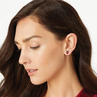 Reindeer Glitz Mini Post Earrings Red