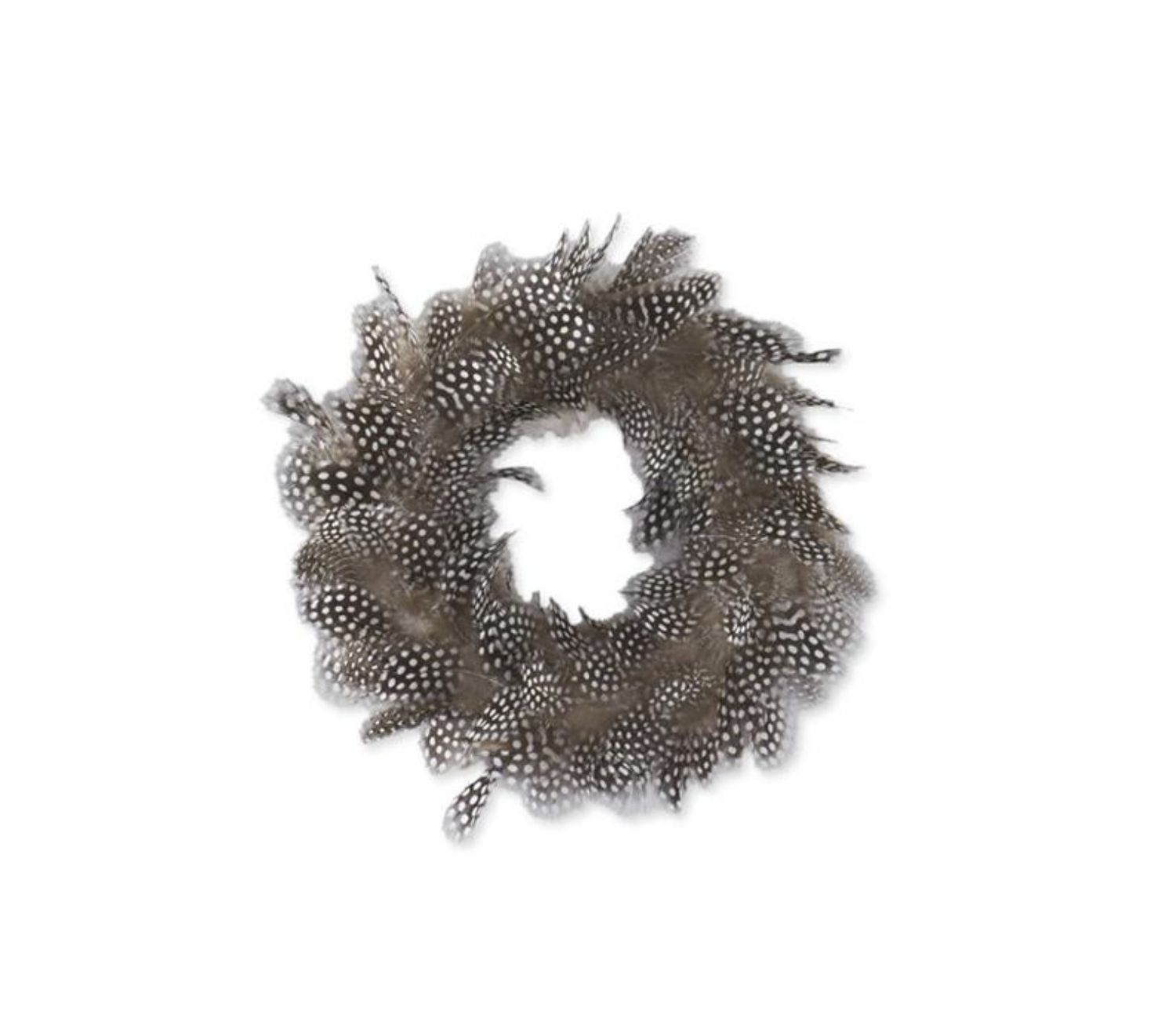 Black &amp; White Speckled Wispy Feather Wreaths, Size: 10&quot; Diam.