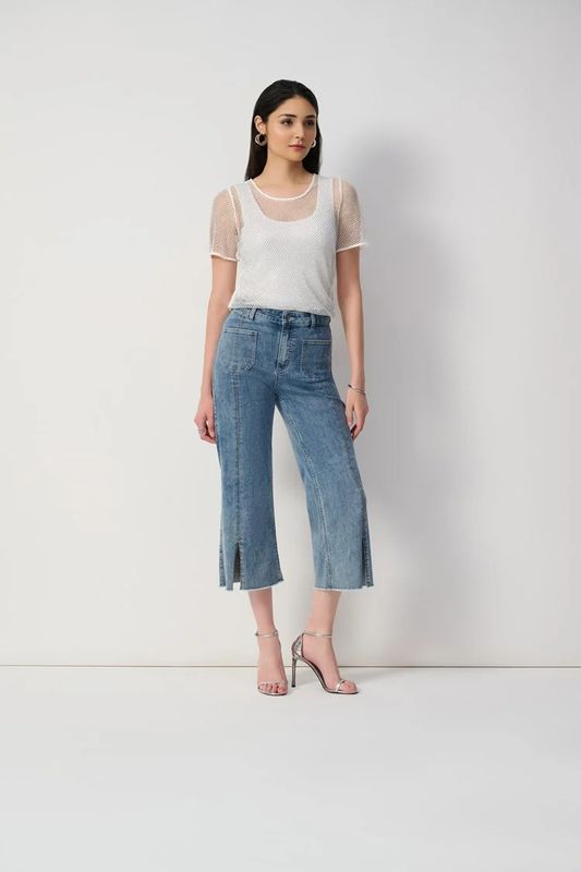 Culotte Jeans w/Embellished Front Seam