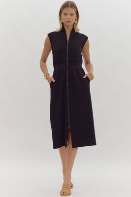 Zip-Up Midi Dress