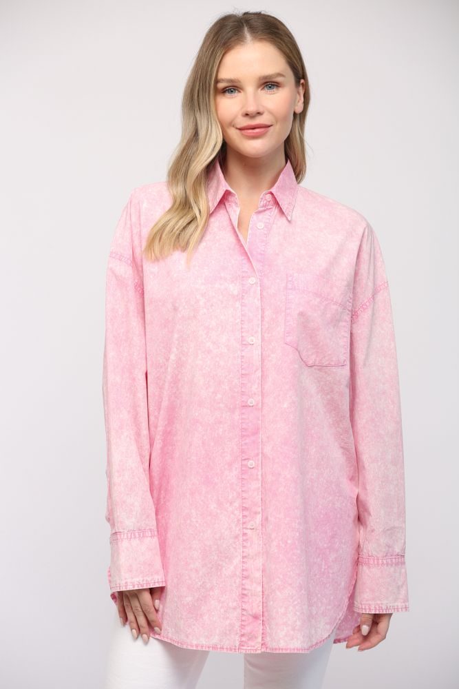 Acid Washed Button Down Shirt