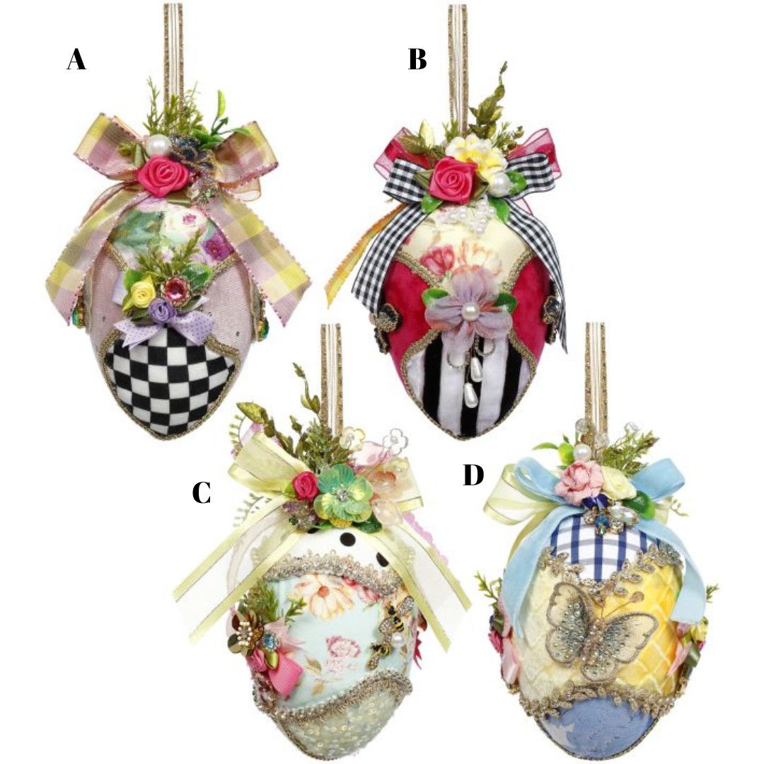 Fabric Jeweled Easter Eggs 6 Inches