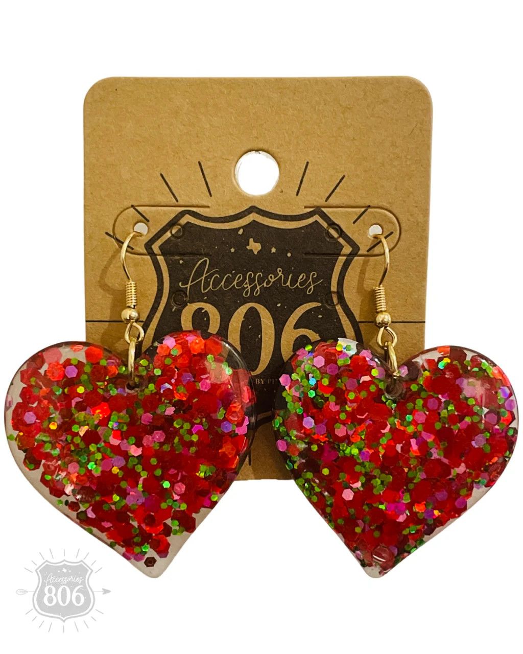 Acrylic Glitter Heart Earring