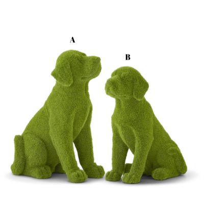 Resin Green Flocked Mossy Dogs