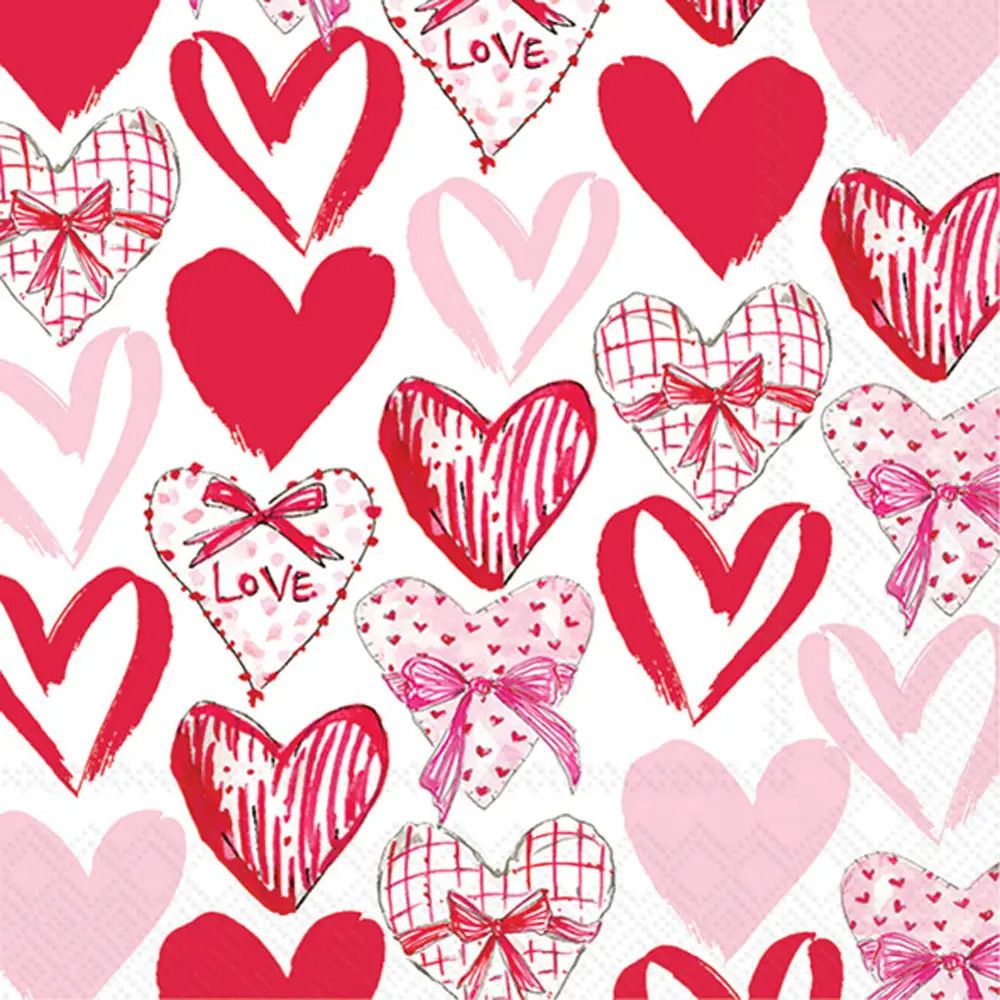 Paper Cocktail Napkins 20ct Valentine Hearts Rosanne Beck