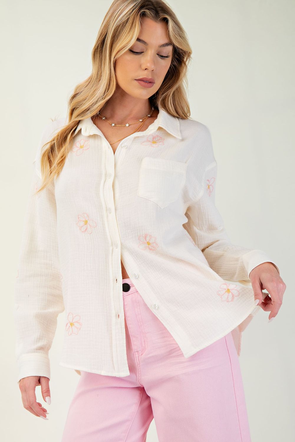 Embroidered Gauze Shirt