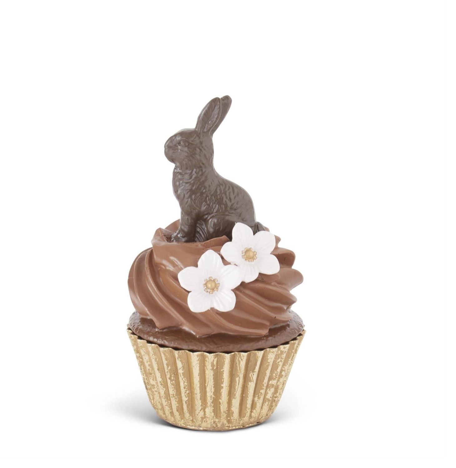 6.25&quot; Resin Chocolate Bunny Cupcake Container