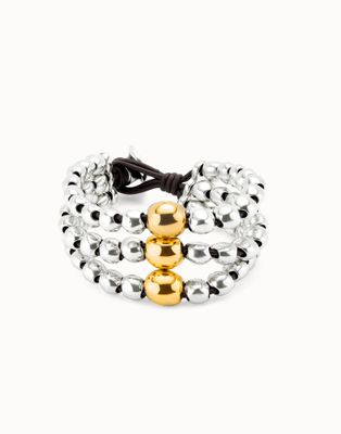 Ser intrépida Three Strand Bead Sterling Silver-Plated Bracelet &amp; 18k Gold-Plated Bead (M)