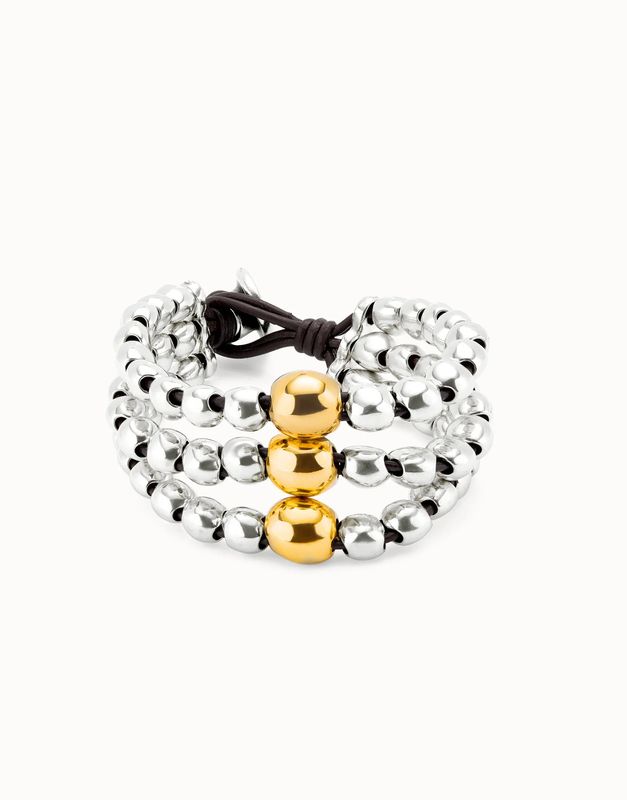 Ser intrépida Three Strand Bead Sterling Silver-Plated Bracelet &amp; 18k Gold-Plated Bead (M)