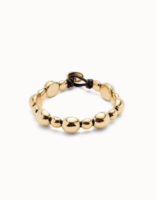 Ser Intrépida Leather Bracelet w/Round 18k Gold-Plated Beads (L)