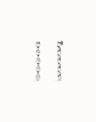 Ser Intrépida Long Sterling Silver-Plated Earrings w/Bead Shaped Links