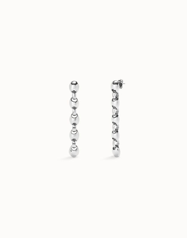 Ser Intrépida Long Sterling Silver-Plated Earrings w/Bead Shaped Links