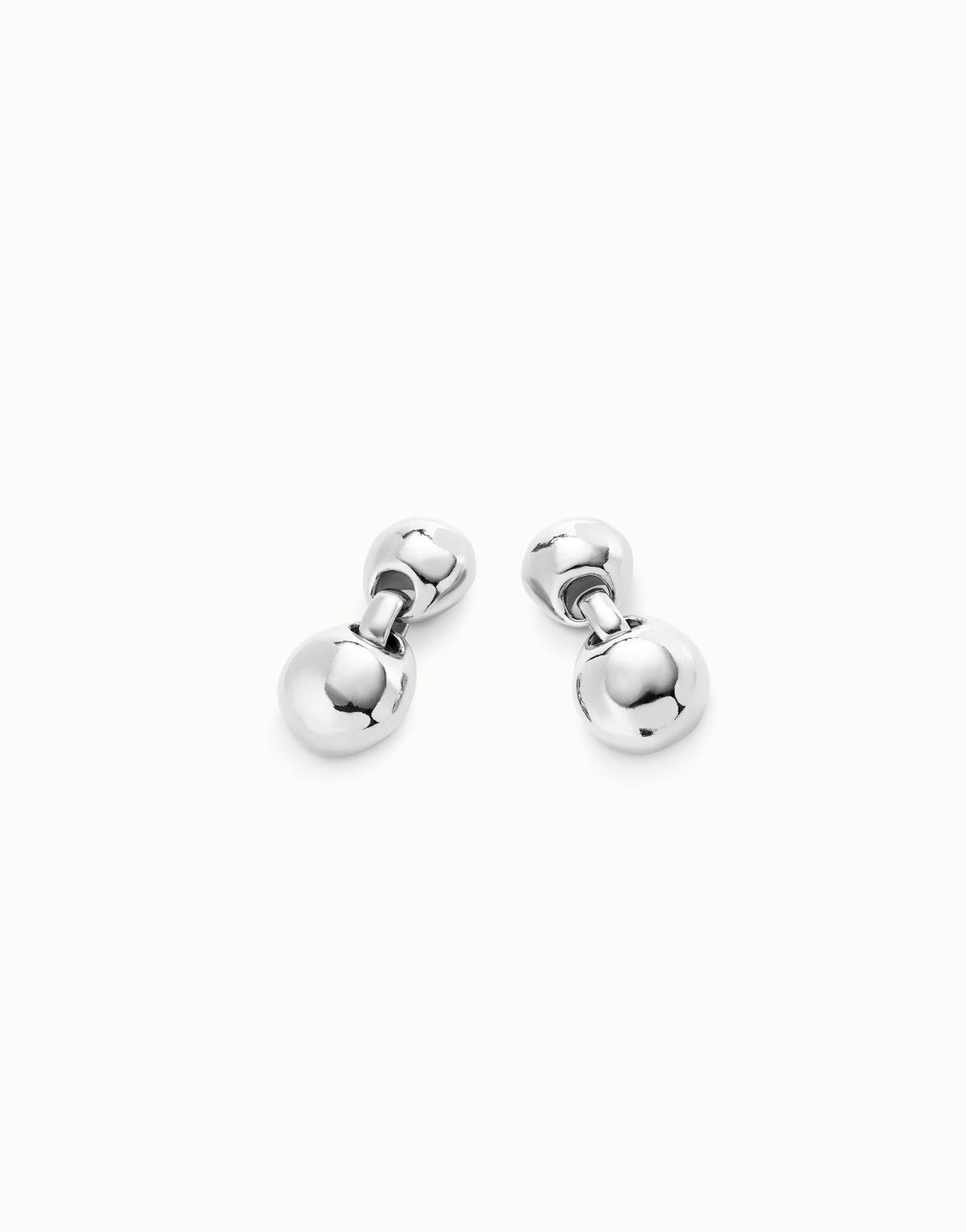 Ser Intrépida Sterling Silver-Plated Earrings w/Two Beads