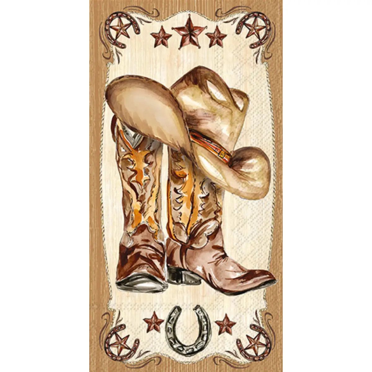 Western Leather Boots Guest Towel Napkin